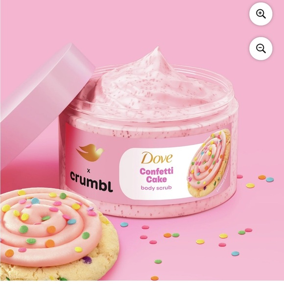 Brand new dove crumbl confetti cake selling as a set of 4! 3 body scrubs 1 deo - Picture 1 of 3